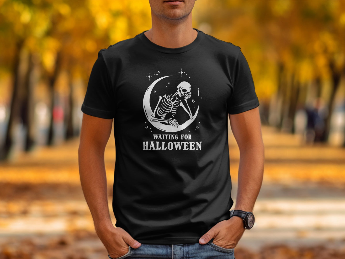 Waiting for Halloween Skeleton T-shirt