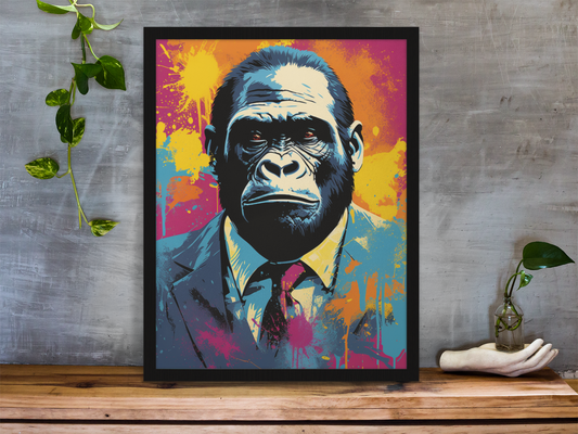 Gorilla Pop Art Poster, available in various sizes, Environmentally Conscious Printing made on 150 GSM paper, responsibly sourced and FSC certified