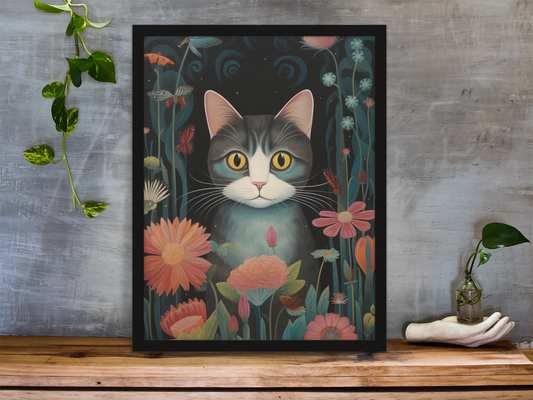 Vintage Cat Wall Art Poster, available in various sizes, Environmentally Conscious Printing made on 150 GSM paper, responsibly sourced and FSC certified