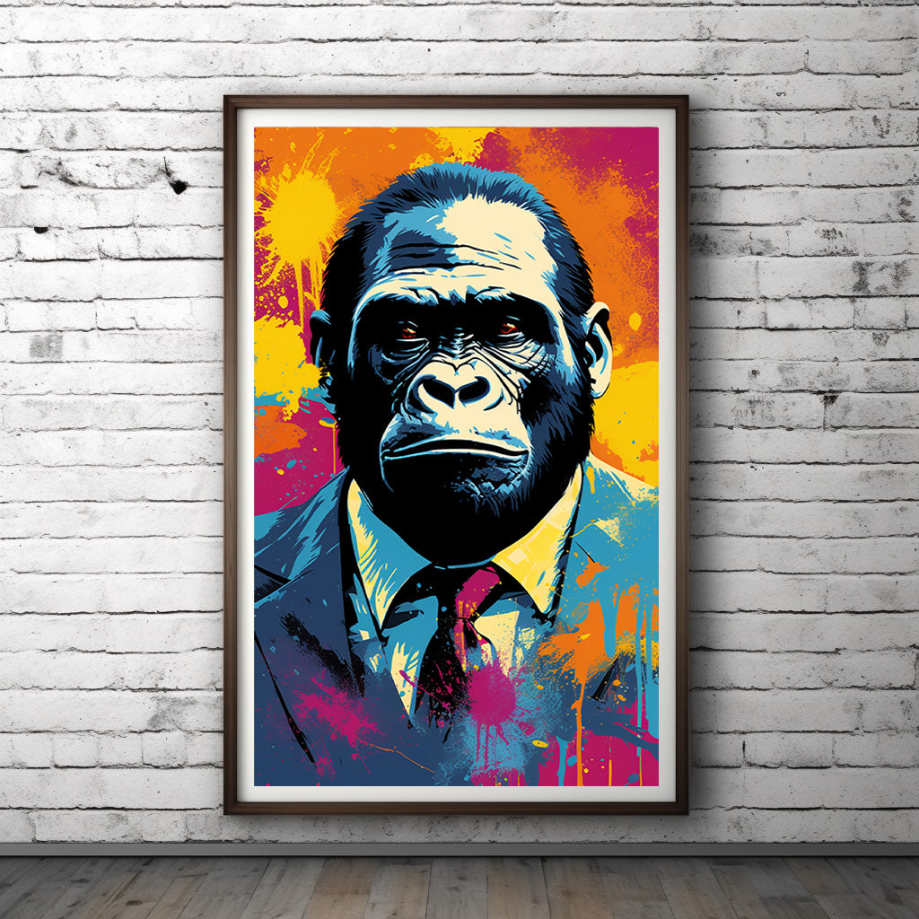 Gorilla Pop Art Poster, available in various sizes, Environmentally Conscious Printing made on 150 GSM paper, responsibly sourced and FSC certified