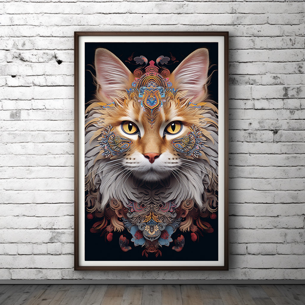 Cat Wall Art Poster, available in various sizes, Environmentally Conscious Printing made on 150 GSM paper, responsibly sourced and FSC certified