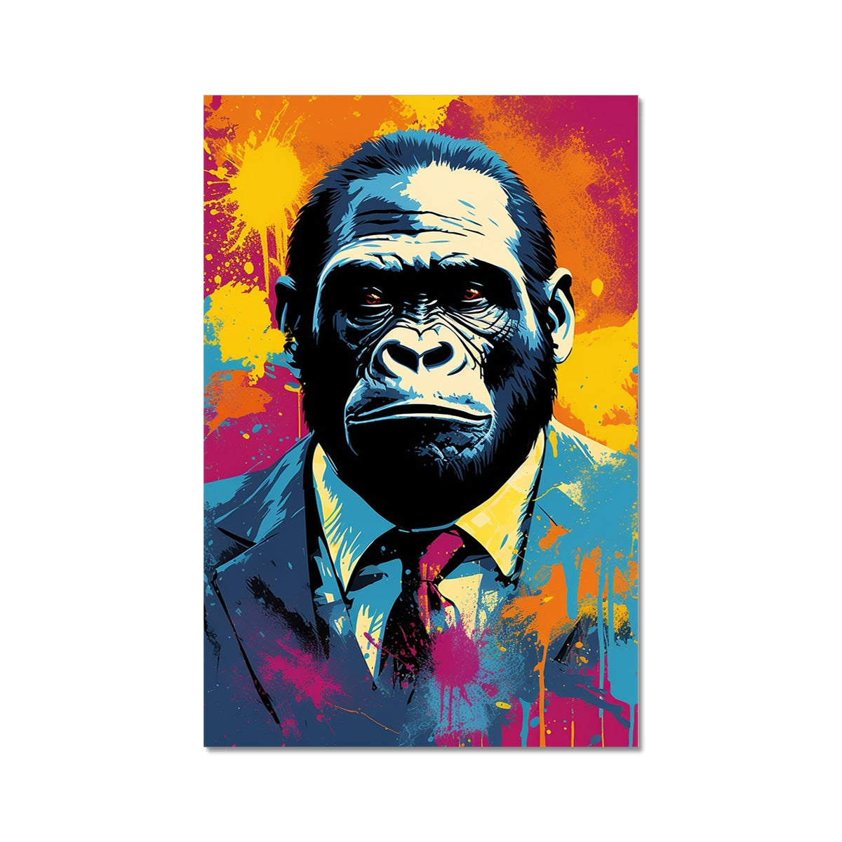 Gorilla Pop Art Poster, available in various sizes, Environmentally Conscious Printing made on 150 GSM paper, responsibly sourced and FSC certified