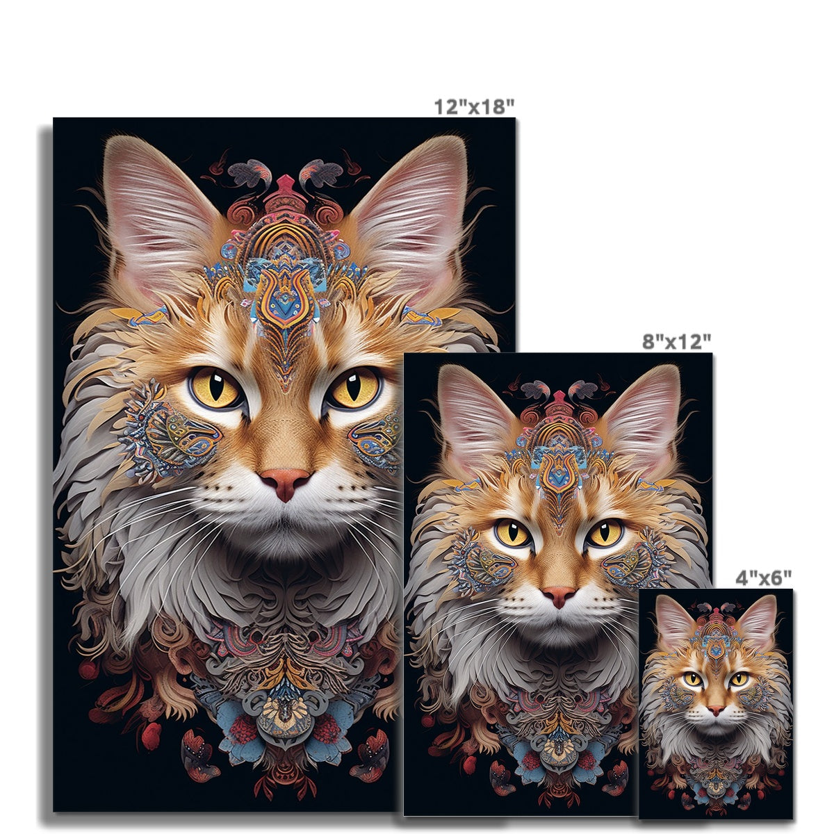 Cat Wall Art Poster, available in various sizes, Environmentally Conscious Printing made on 150 GSM paper, responsibly sourced and FSC certified