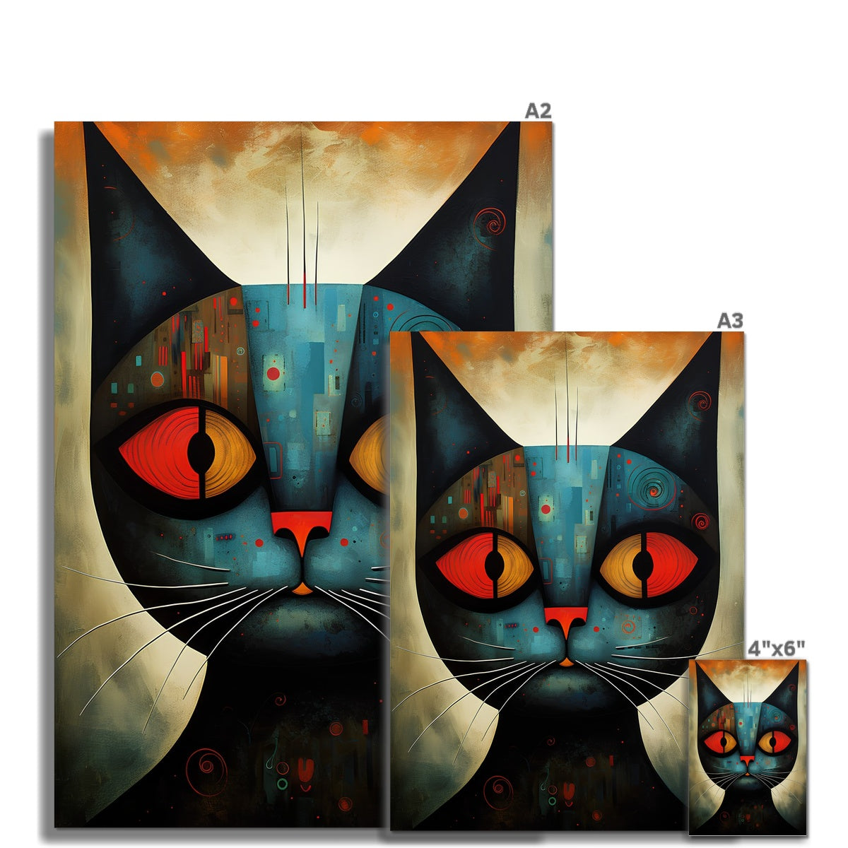 Vintage Cat Wall Art Poster, available in Various Sizes, Environmentally Conscious Printing made on 150 GSM paper, responsibly sourced and FSC certified