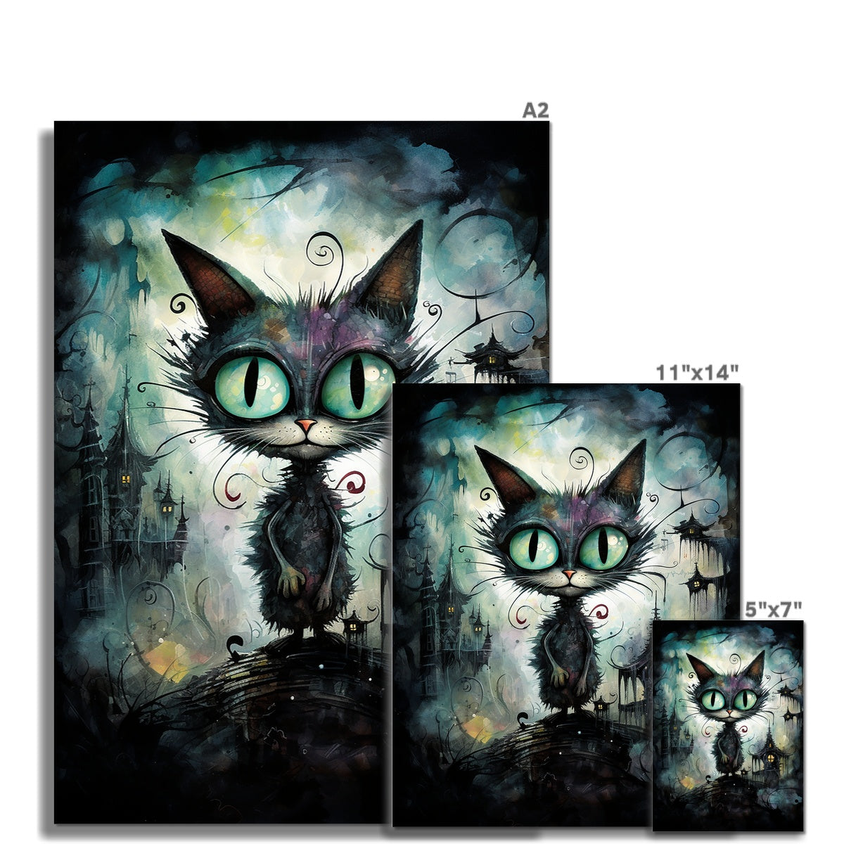 Cat Art poster, available in various sizes, Environmentally Conscious Printing made on 150 GSM paper, responsibly sourced and FSC certified